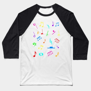 Musical Notes and Symbols Pattern Baseball T-Shirt